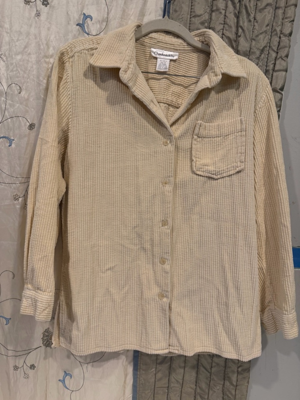 Chadwicks women's Beige Corduroy Button-Down Shirt